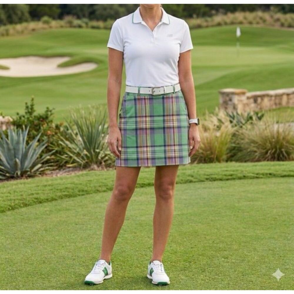 RALPH LAUREN GOLF Skort Womens 8 Green Plaid Athletic Sporty Pickle Ball Vintage